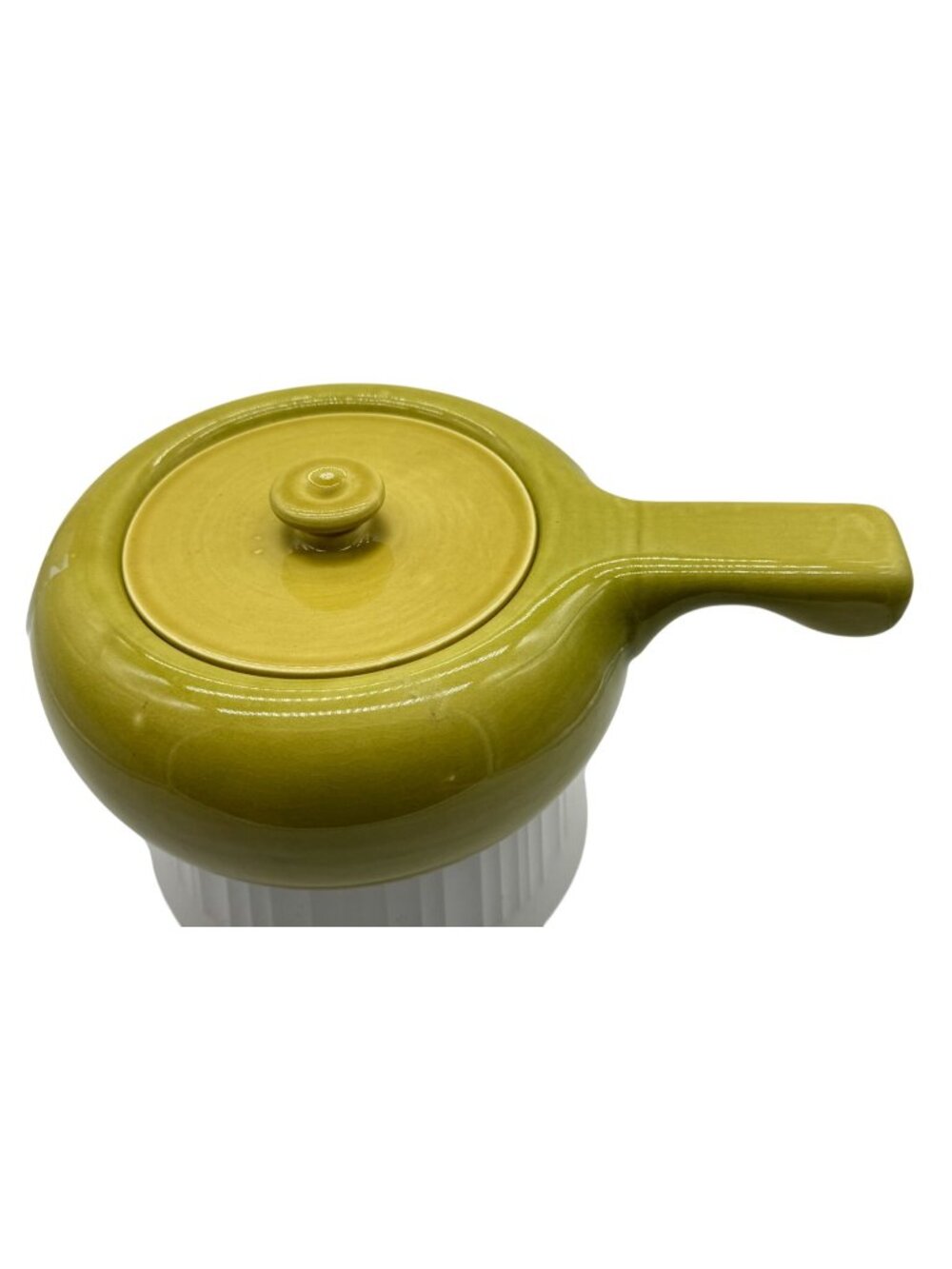 Vintage Russell Wright MCM Avocado Green Ceramic Covered Casserole Dish USA